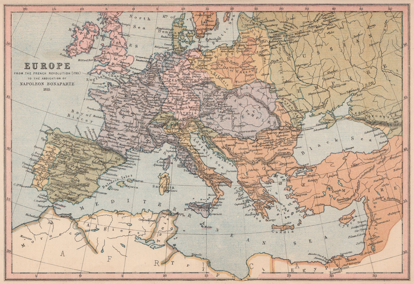 EUROPE 1793-1815. Napoleonic Wars. Confederation of the Rhine. COLLINS 1880 map